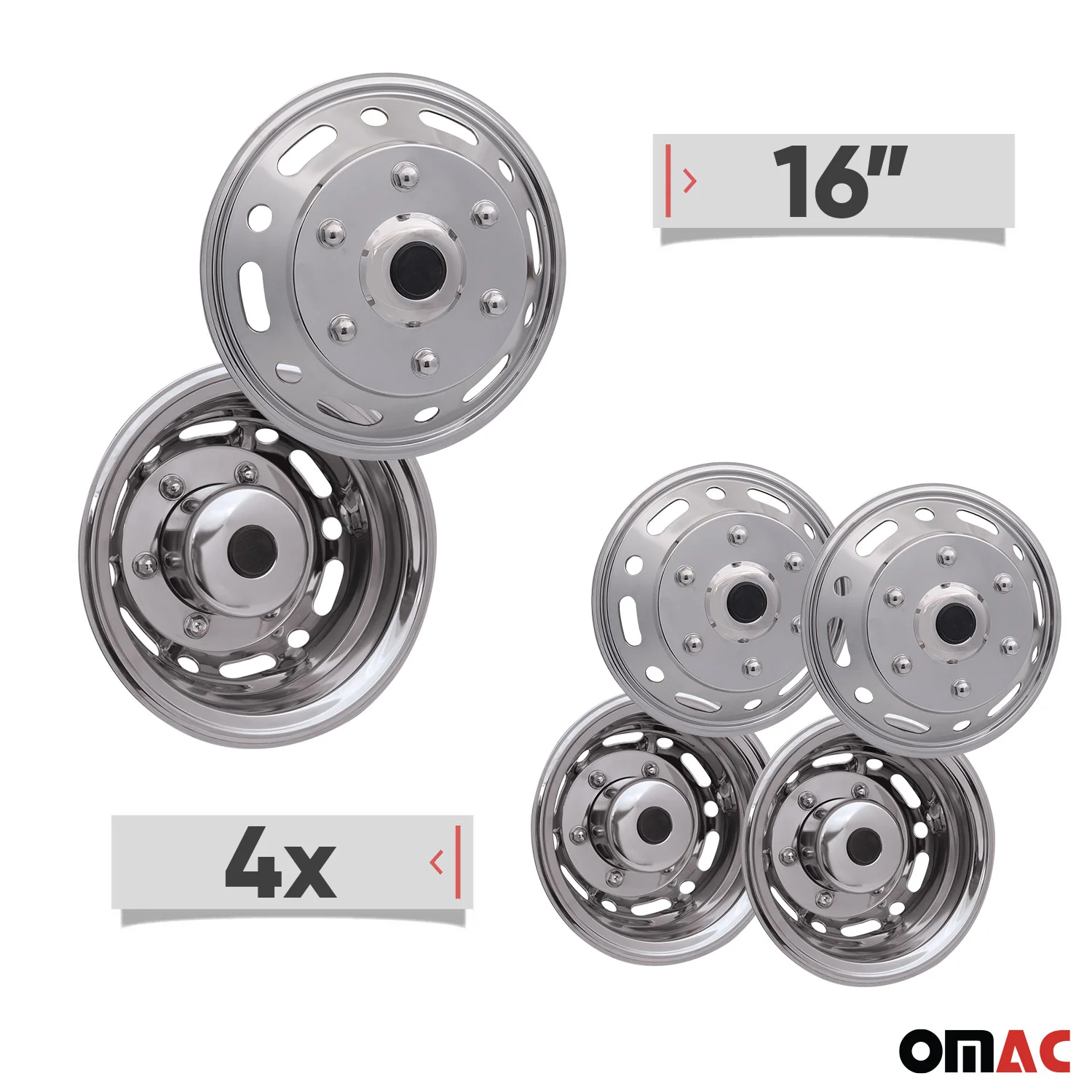 Chevrolet Express 16" Dual Wheel Simulator Hubcaps Steel Front & Rear - Image 4