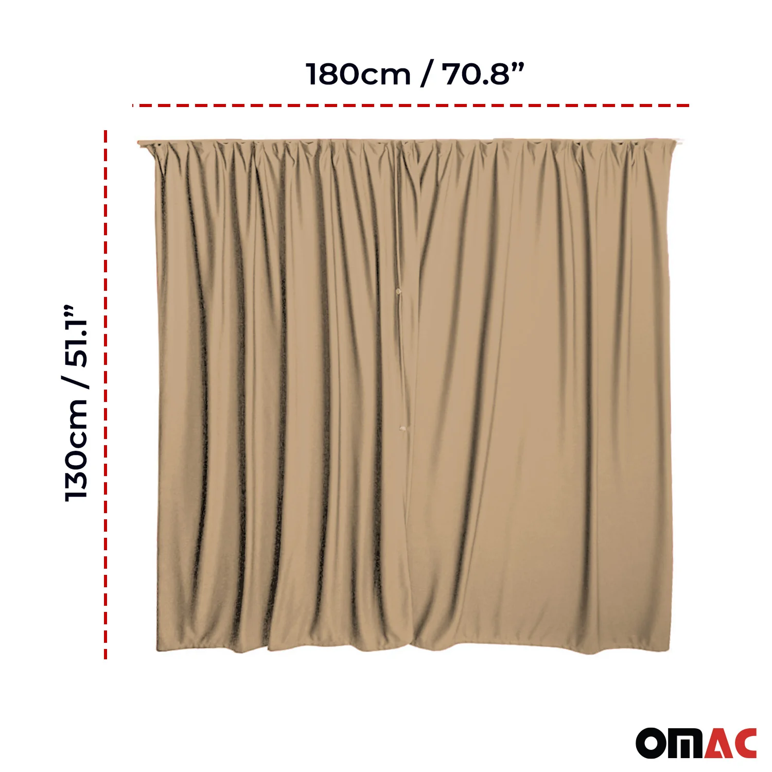 54" x 71" Cab Divider Curtain Van Cabin Campervan Kit Beige - Image 3