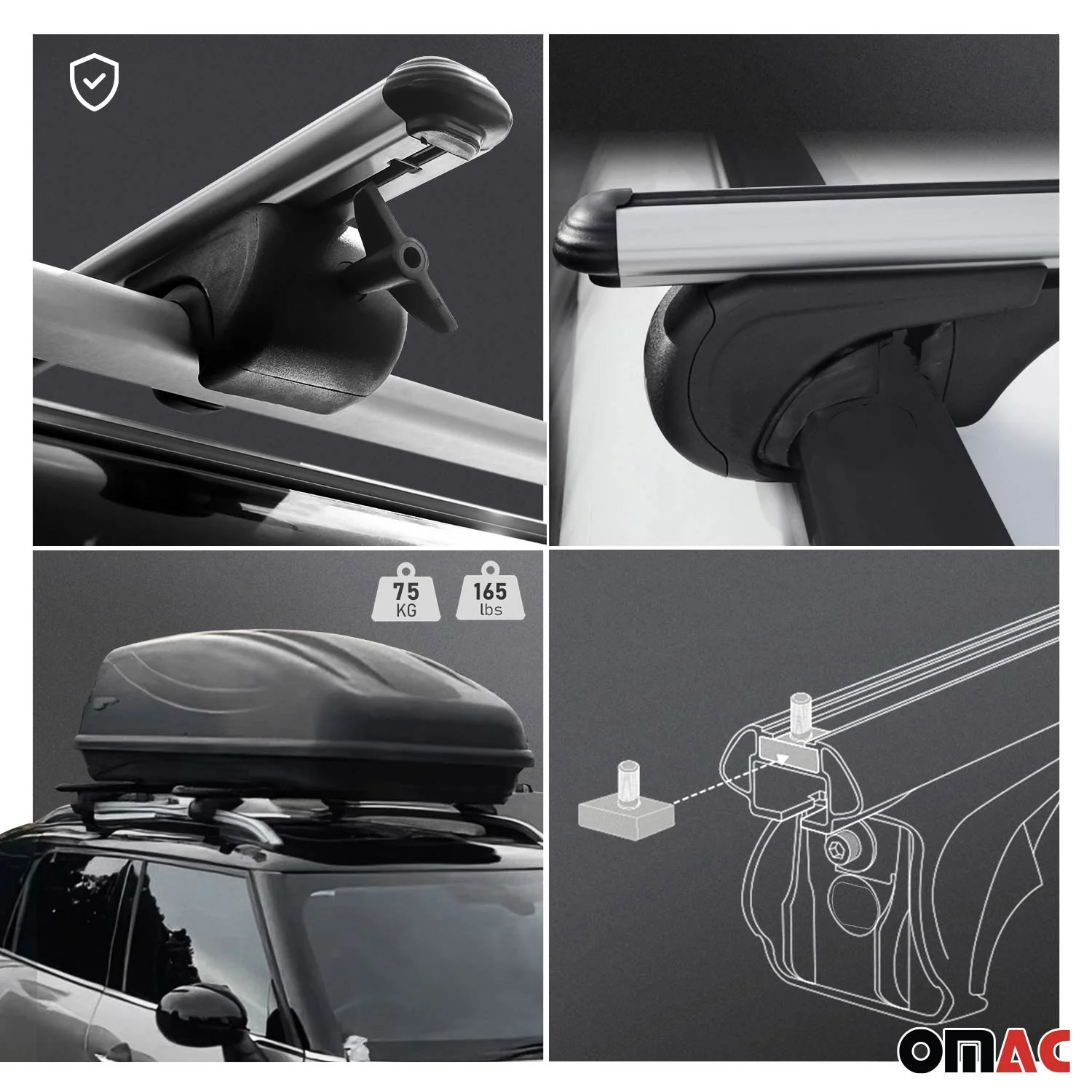 2004-2016 Cadillac SRX Roof Rack Cross Bars Silver - Image 4