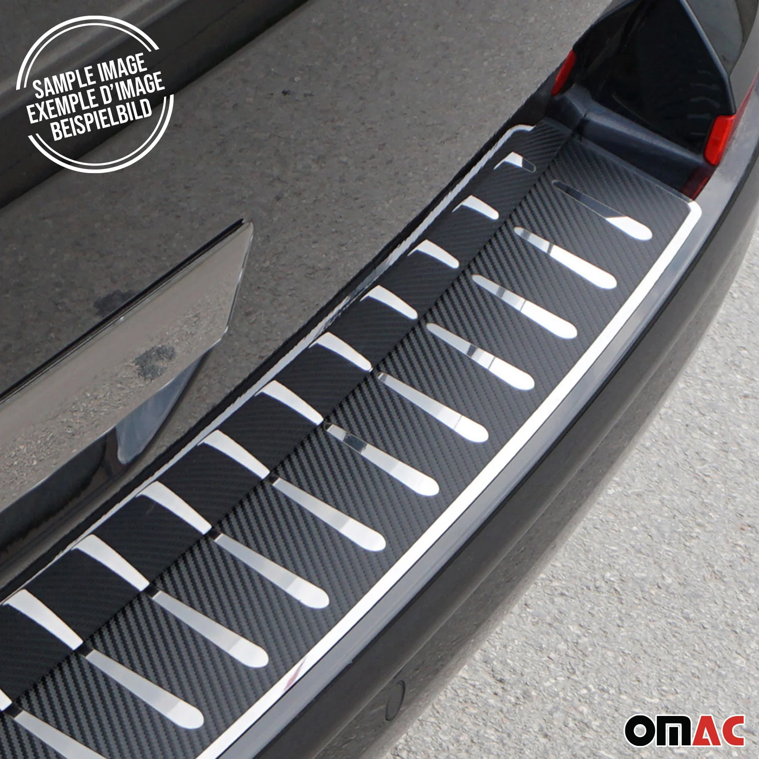 2017-2023 BMW 5 Series G30 Sedan Rear Bumper Sill Cover Stainless Steel Carbon Foiled - Image 5