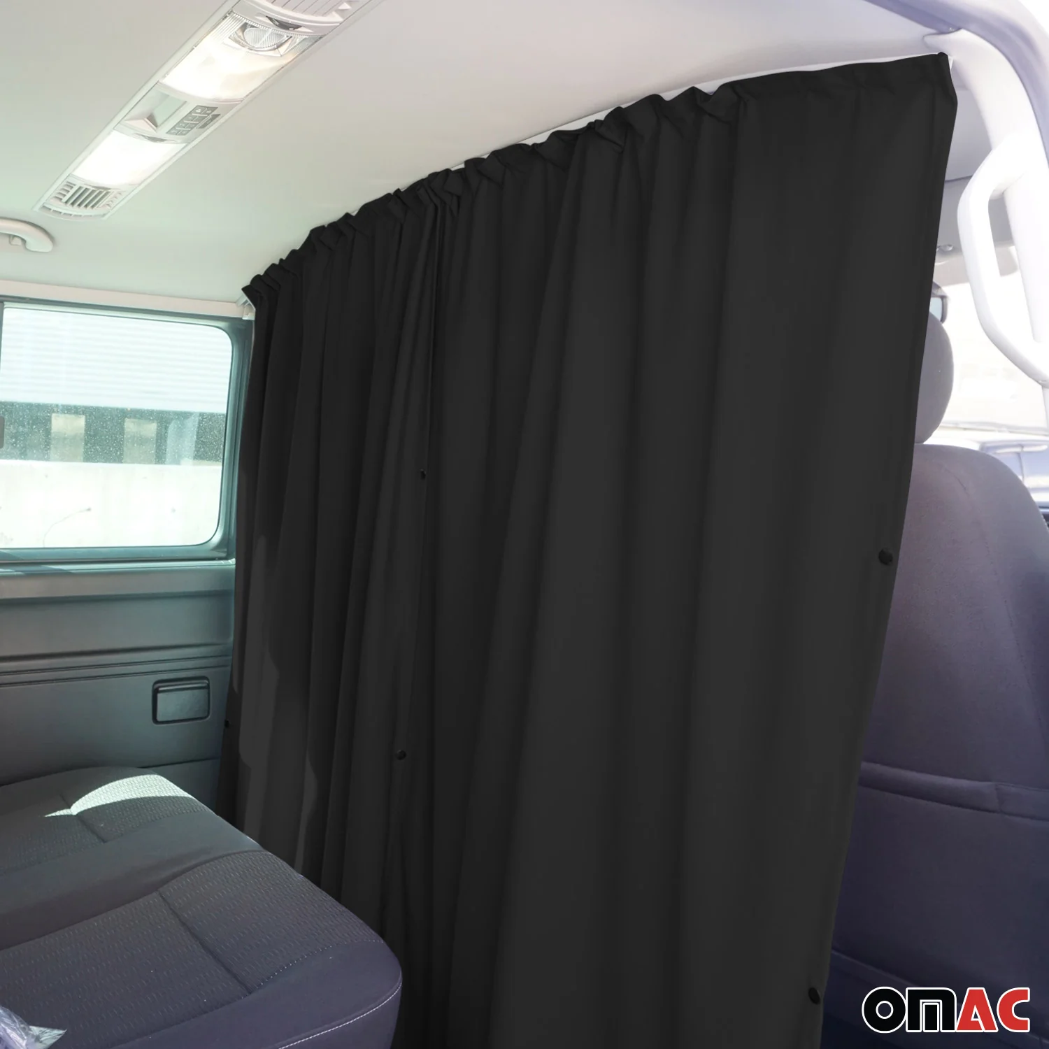 GMC Savana Cabin Divider Curtains Privacy Curtains Black 2 Curtains - Image 6