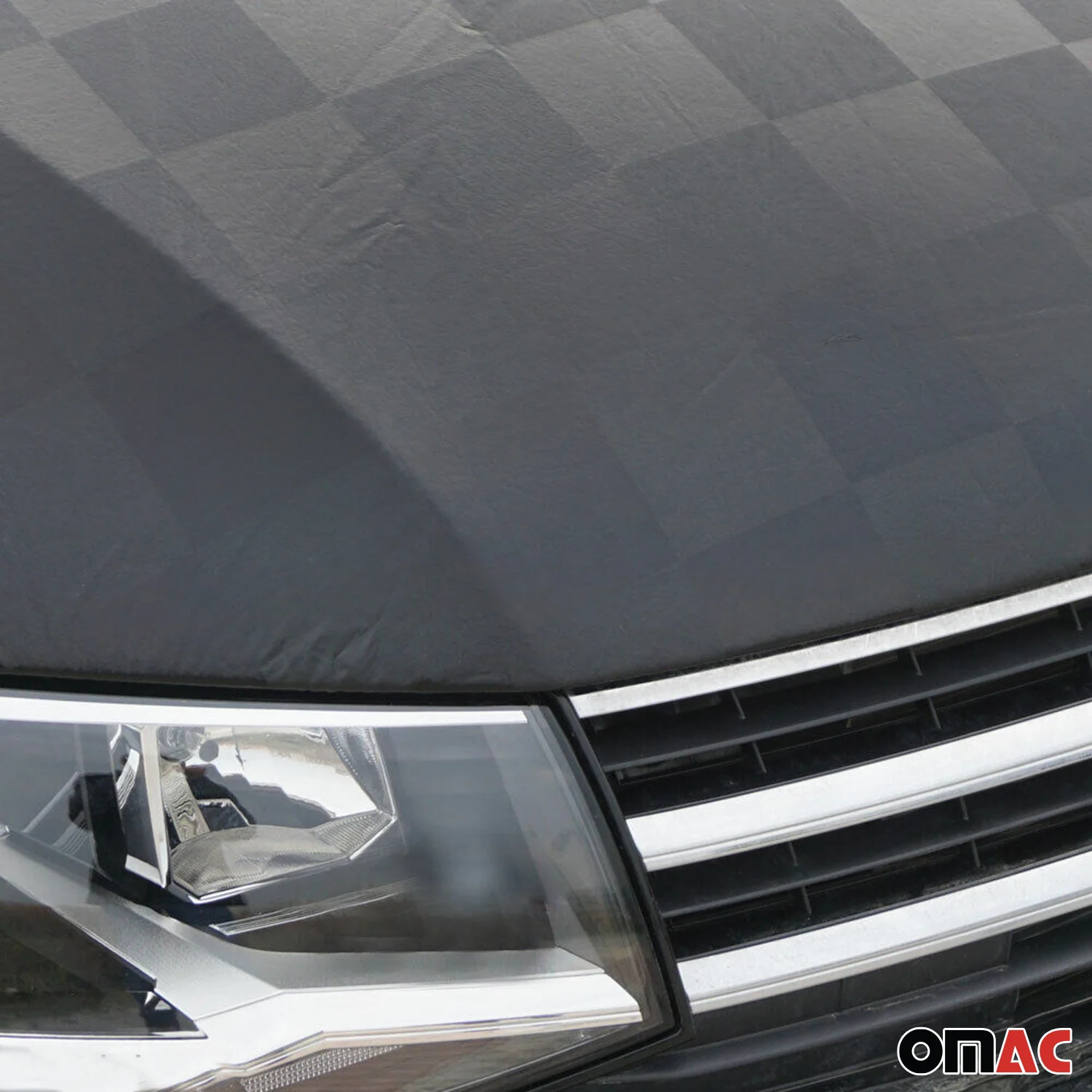 2015-2026 Ford Transit Car Bonnet Mask Hood Bra Black Full Cover Chequered - Image 5