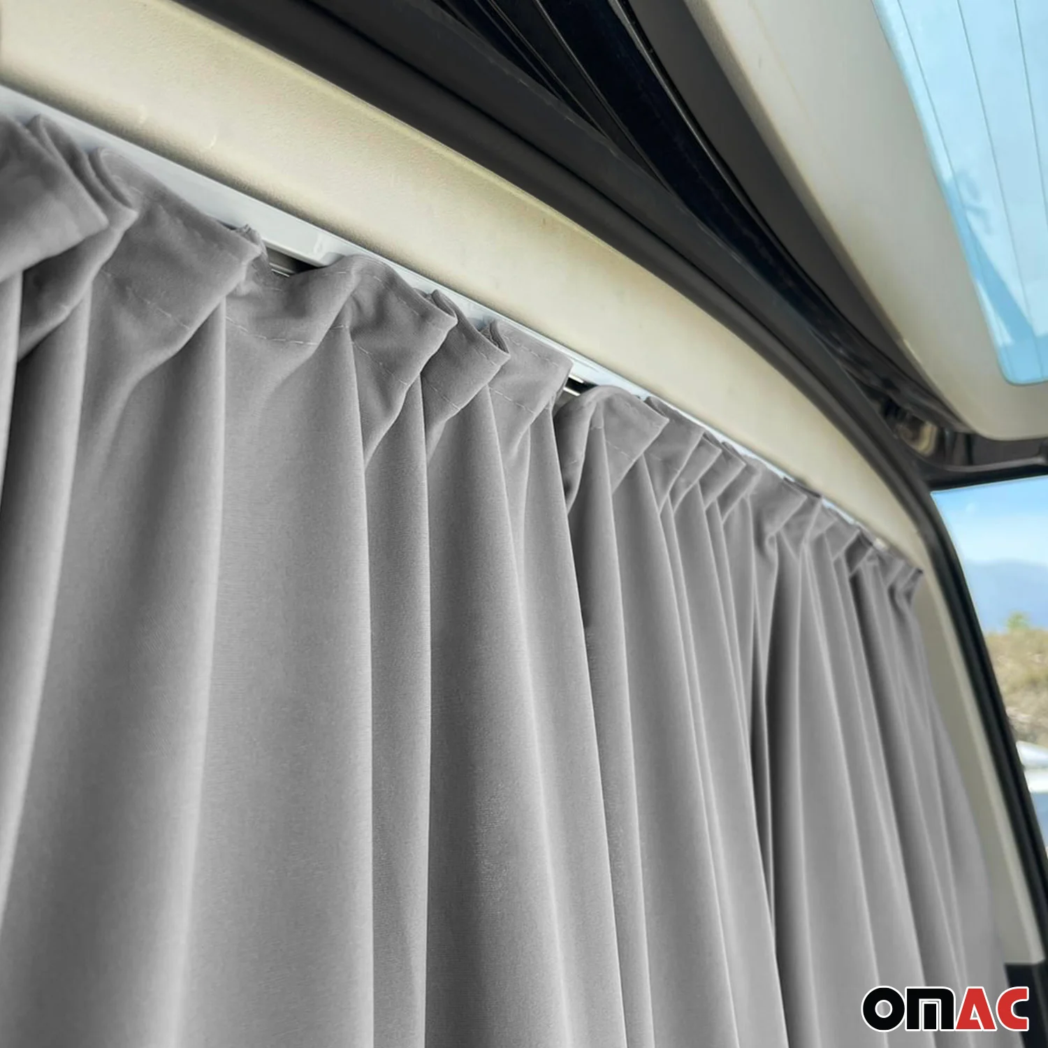 GMC Savana Trunk Tailgate Curtains Gray 2 Privacy Curtains - Image 6