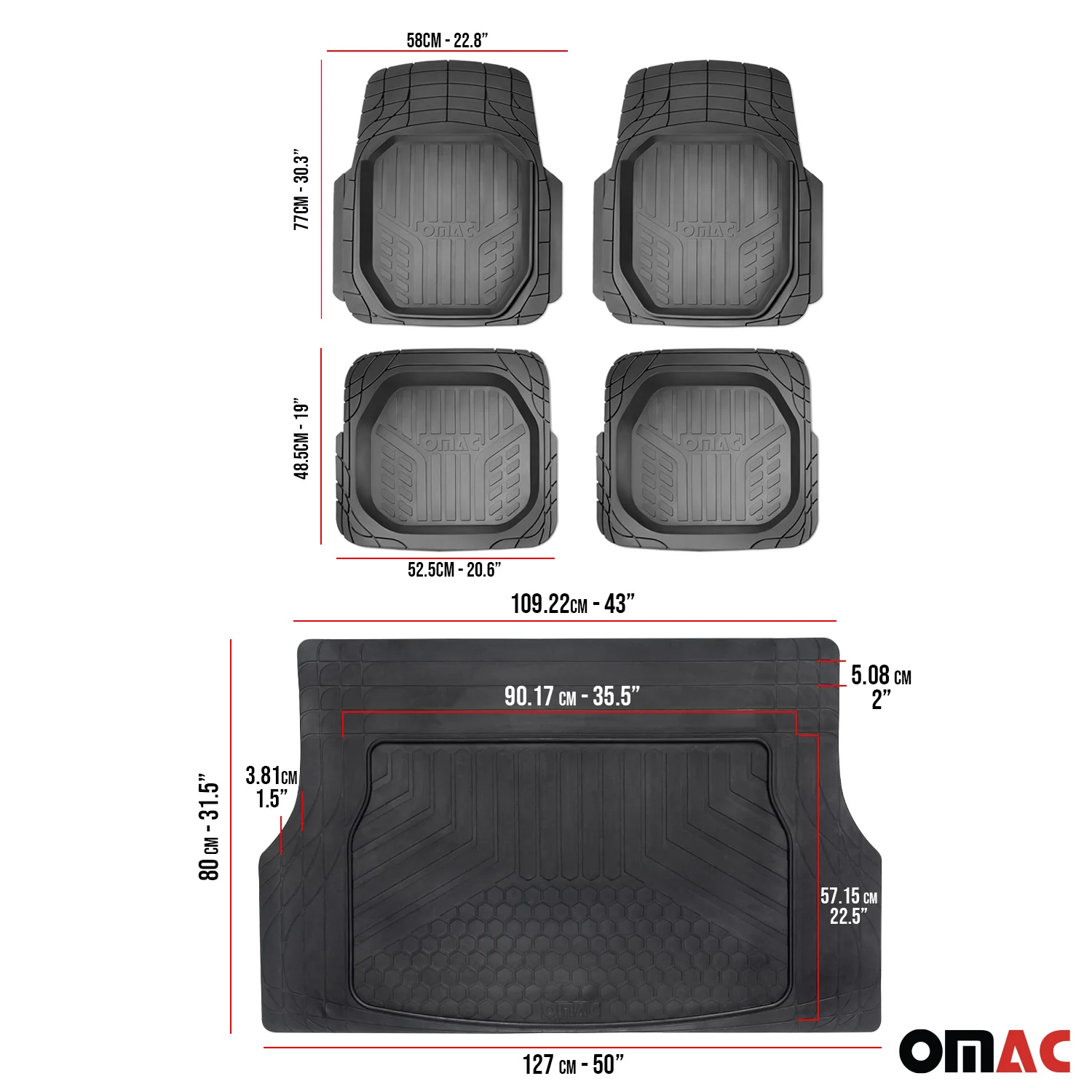 Chevrolet Express Semi-Custom fit Floor Mats & Cargo Liner Black 6Pcs - Image 5