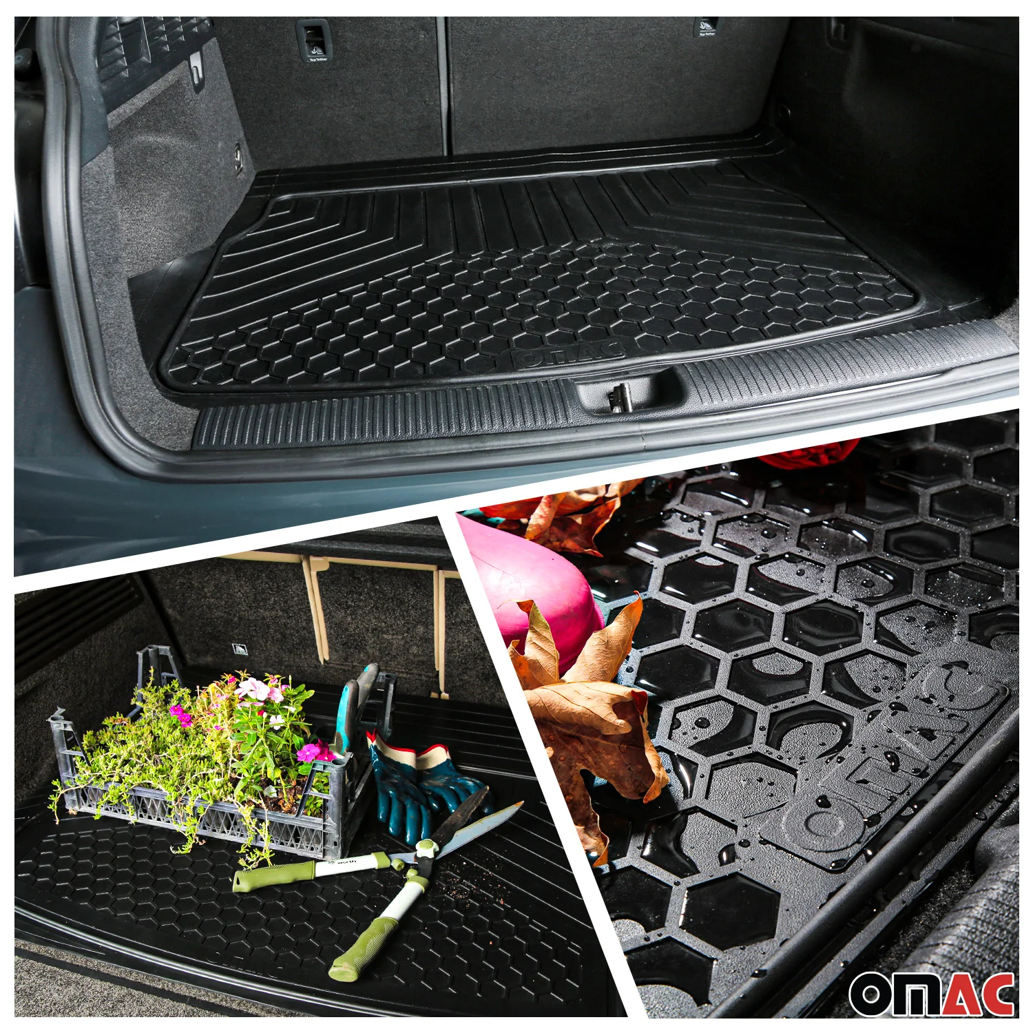 Chrysler Semi-Custom fit Floor Mats & Cargo Liner Waterproof Rubber Black 6Pcs - Image 3